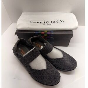 Bernie Mev Lulia Dark Grey Chenille Woven Wedge Mary Jane Pumps Size 40